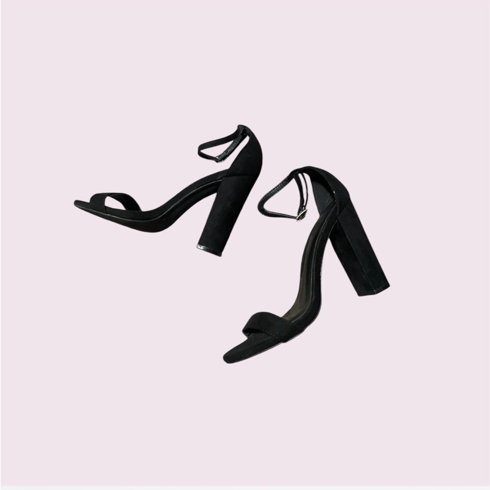 Black Suede Block Buckle High Heel Pumps - from Charlotte Russe